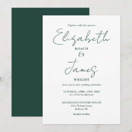 Convite Casamento com Letra Elegante Minimalista Verde Esm