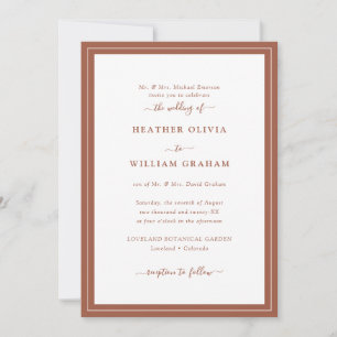 Convite Casamento com Letra Elegante Terracota