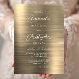 Convite Casamento com Letra em Metal Dourado