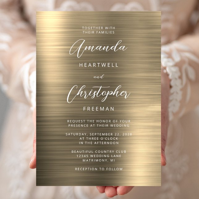 Convite Casamento com Letra em Metal Dourado (Criador carregado)