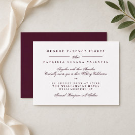 Convite Casamento com Letra Formal Borgonha