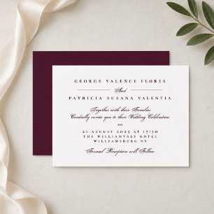 Convite Casamento com Letra Formal Borgonha