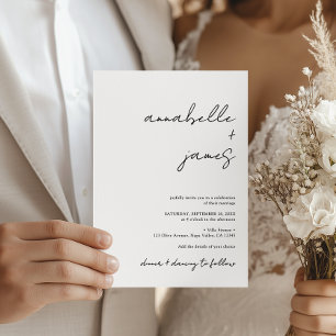 Convite Casamento com Letra Manual Minimalista Elegante