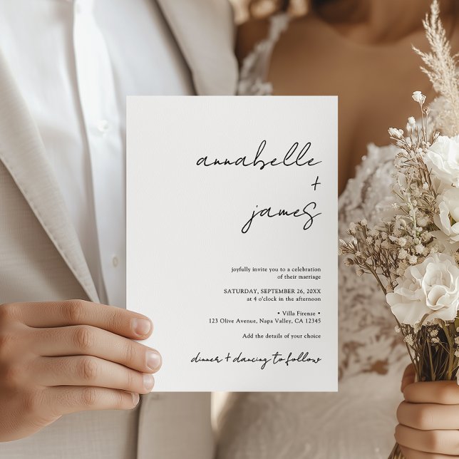 Convite Casamento com Letra Manual Minimalista Elegante (Criador carregado)