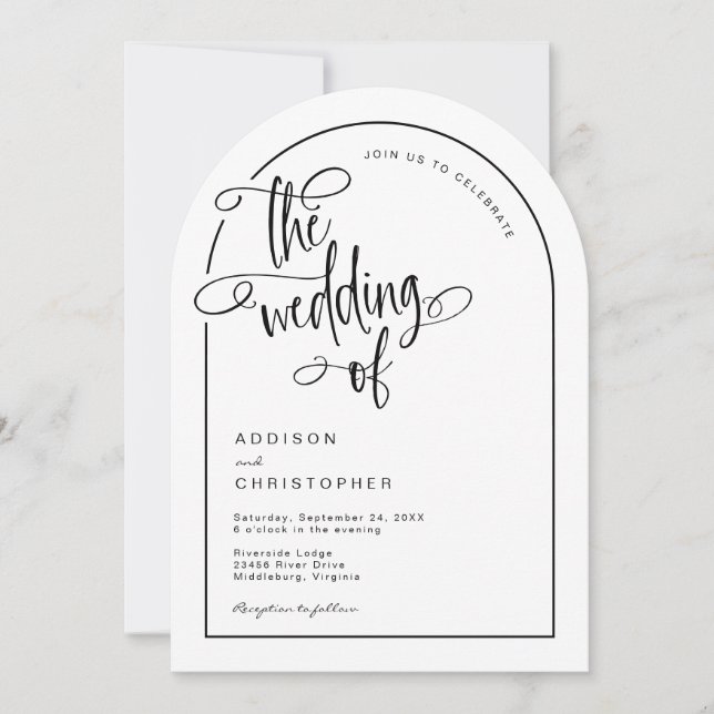 Convite Casamento com Letra Manuscrita Moderna (Frente)