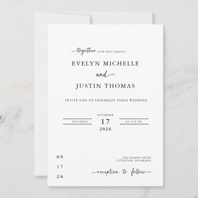 Convite Casamento com Letra Minimal (Frente)