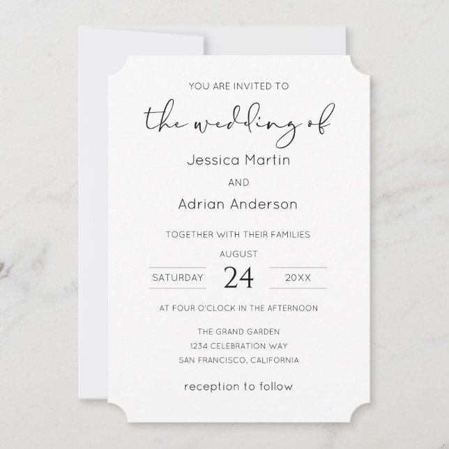 Convite Casamento com Letra Minimal (Frente)