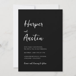 Convite Casamento com Letra Minimalista Moderna Preta