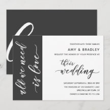 Casamento com Letra Moderna Cinza Escuro e Branco