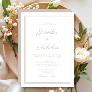 Convite Casamento com Letra Moderna e Sofisticada Castanha