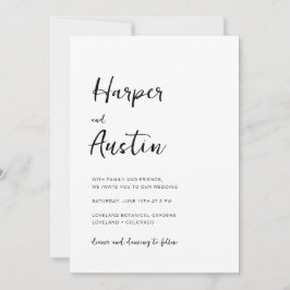 Convite Casamento com Letra Moderna Minimalista Branca