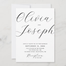 Convite Casamento com Letra Moderna Minimalista. Foto & QR