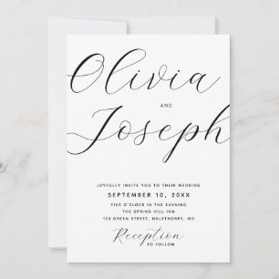 Convite Casamento com Letra Moderna Minimalista. Foto & QR