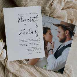 Convite Casamento com Letra Moderna Preta e Branca