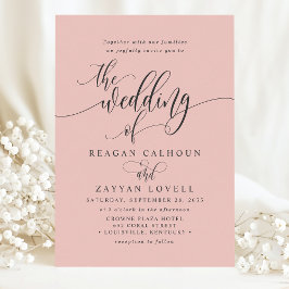 Convite Casamento com Letra Moderna Simples em Coral Macio