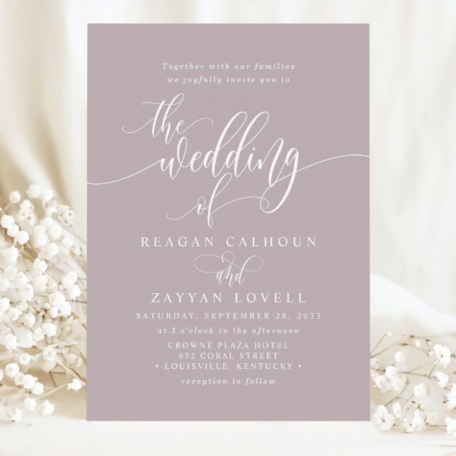 Convite Casamento com Letra Moderna Simples em Lavanda Emp (Criador carregado)