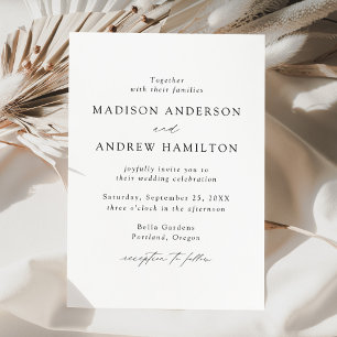 Convite Casamento com Letra Preta Moderna e Elegante