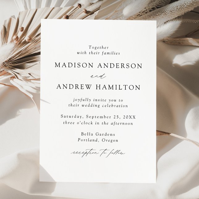 Convite Casamento com Letra Preta Moderna e Elegante (Criador carregado)