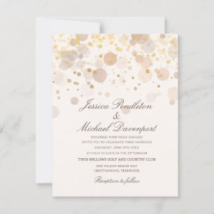 Convite Casamento com Letra Romântica e Confete Dourado El