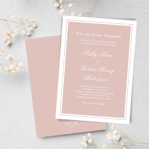 Convite Casamento com Letra Simples Rosa Elegante