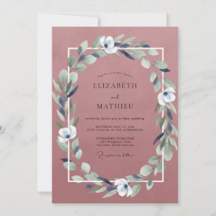 Convite Casamento com Lilás Roxo Suave e Folhas