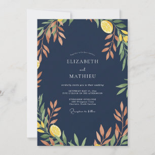 Convite Casamento com Limão Cítrico Eucalipto Marinho