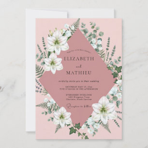 Convite Casamento com Lírio Branco Rosado