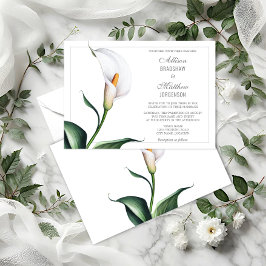 Convite Casamento com Lírio Calla Marfim Elegante Branco