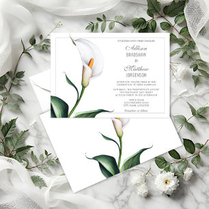 Convite Casamento com Lírio Calla Marfim Elegante Branco