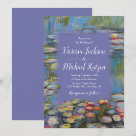 Convite Casamento com Lírios de Água Inspirados em Monet