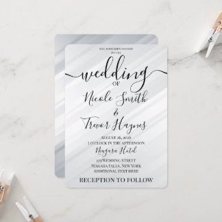 Convite Casamento com Listras Diagonais Prata Personalizad