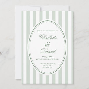 Convite Casamento com Listras em Verde Claro Personalizado