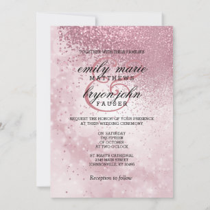 Convite Casamento com Luminosas Rosa e para Sempre