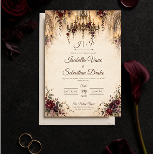 Convite Casamento com Lustre Gótico Romântico