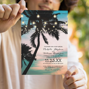 Convite Casamento com Luzes Brilhantes de Palmeira de Prai