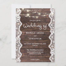 Casamento com Luzes de Corda e Renda de Madeira