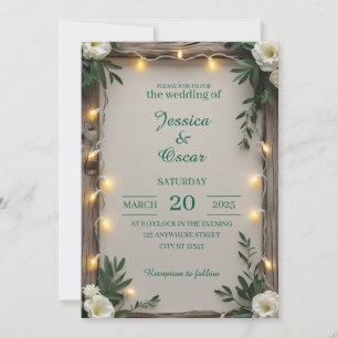 Convite Casamento com Luzes de Fada Rústicas