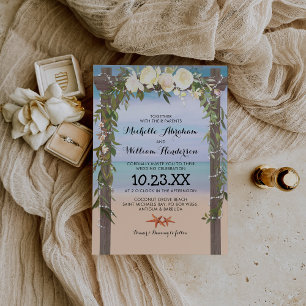 Convite Casamento com Luzes Florais em Arbor de Praia Trop