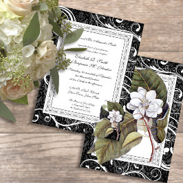 Convite Casamento com Magnolia Damask Southern Belle