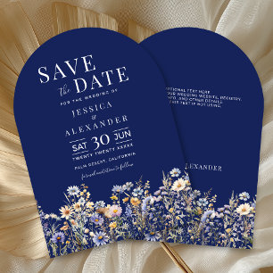 Convite Casamento com Marinho de flor selvagem Dusty Blue