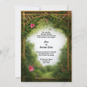 Convite Casamento com Moldura de Pergola Floral da Era Vit