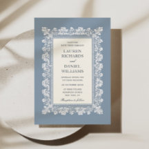 Casamento com Moldura de Renda Azul Francês