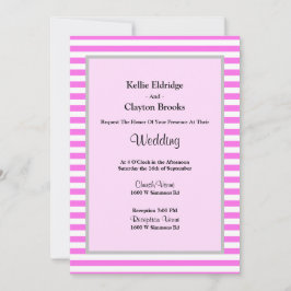 Convite Casamento com Moldura de Stripes Rosa/Branca