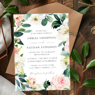 Convite Casamento com Moldura Floral Blush