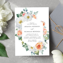 Casamento com Moldura Floral Branca e de Pêssego e