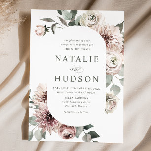 Convite Casamento com Moldura Floral Delicada de Inverno