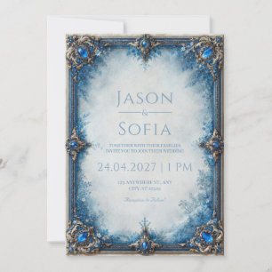 Convite Casamento com Moldura Floral Safira
