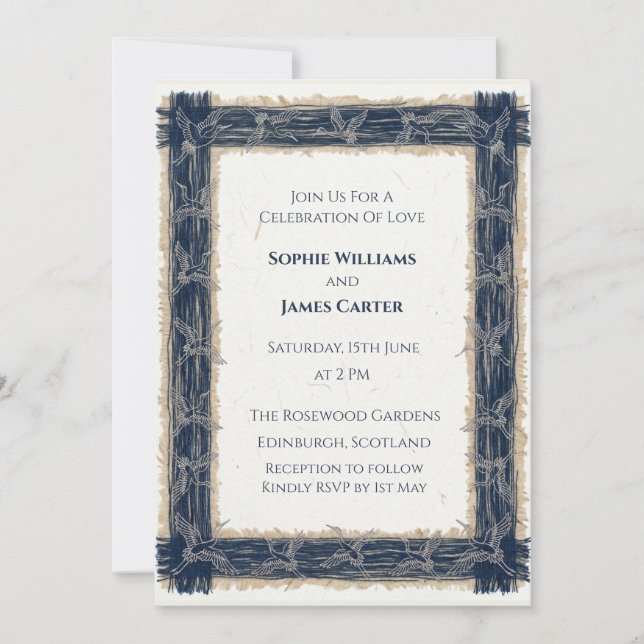Convite Casamento com Moldura Naval (Frente)
