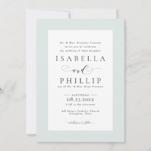 Convite Casamento com moldura verde formal elegante
