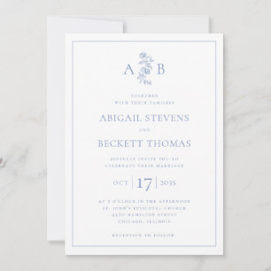 Convite Casamento com Monograma Botânico Elegante